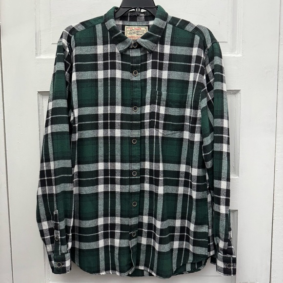 Other - Plaid Flannel Button Up Shirt Jachs MFG Co Men L Green Black